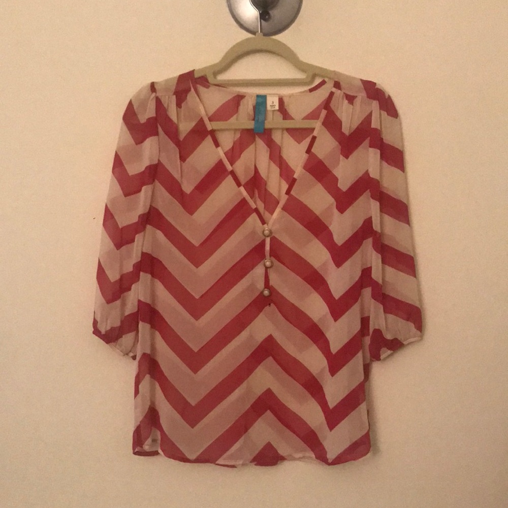 White and Pink Striped Blouse